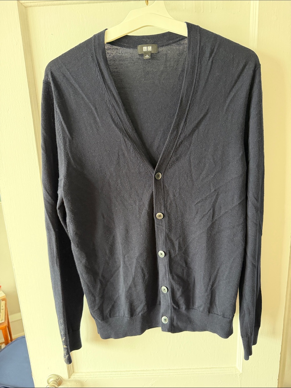 Uniqlo Men's Navy Button-Front V-Neck Cardigan